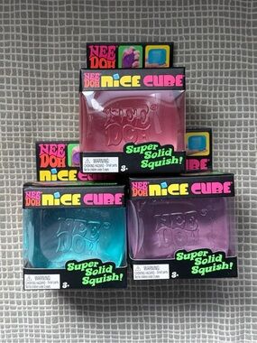 NeeDoh Nice Cube Set: Pink, Blue, Purple NEW IN BOX SEALED